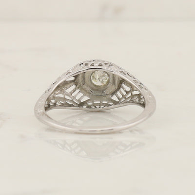 White Gold Art Deco Style Ring
