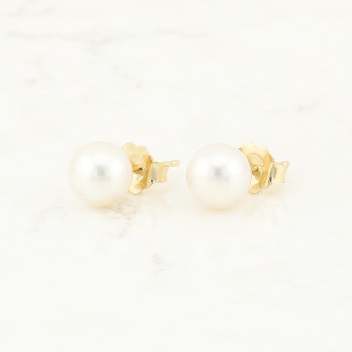 Yellow Gold Pearl Earrings