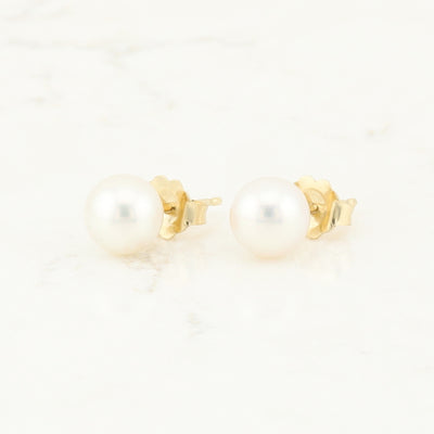 Yellow Gold Pearl Earrings