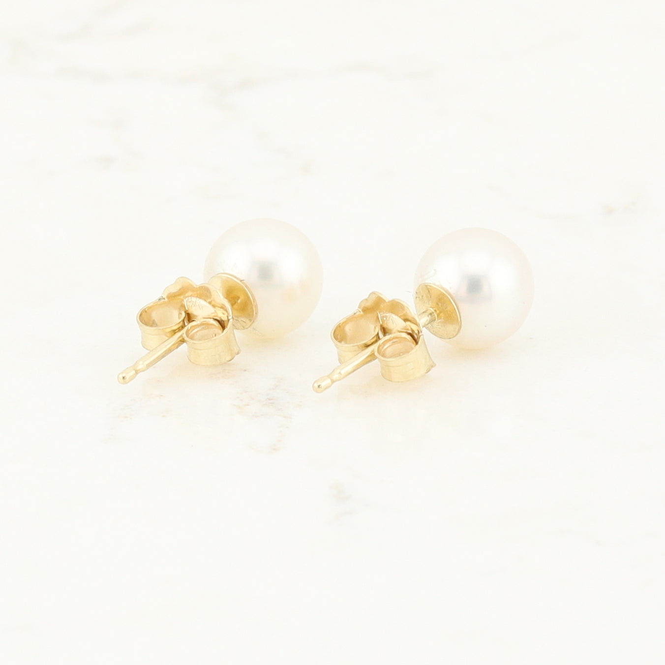 Yellow Gold Pearl Earrings