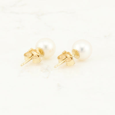 Yellow Gold Pearl Earrings