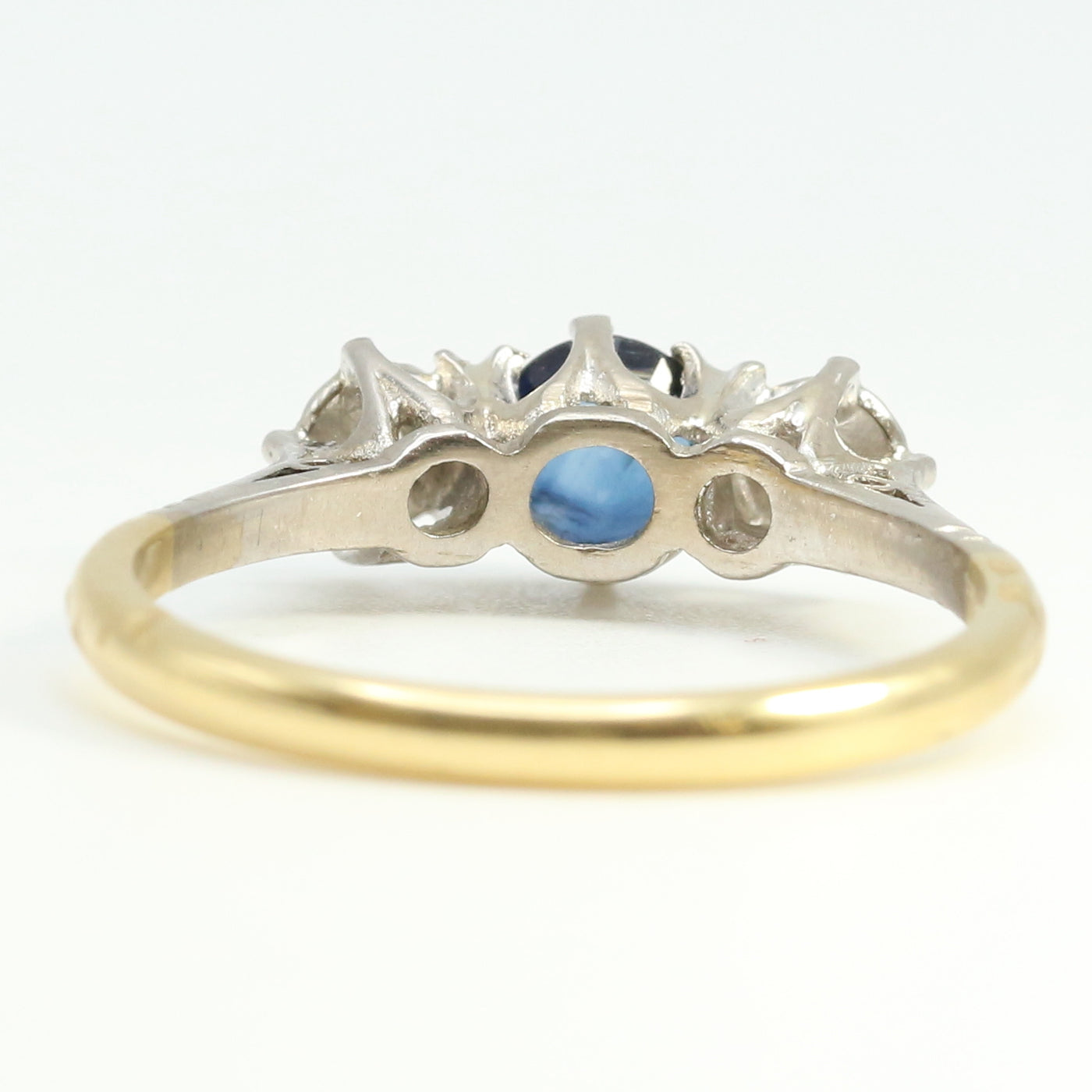 Three Stone Diamond & Sapphire Ring