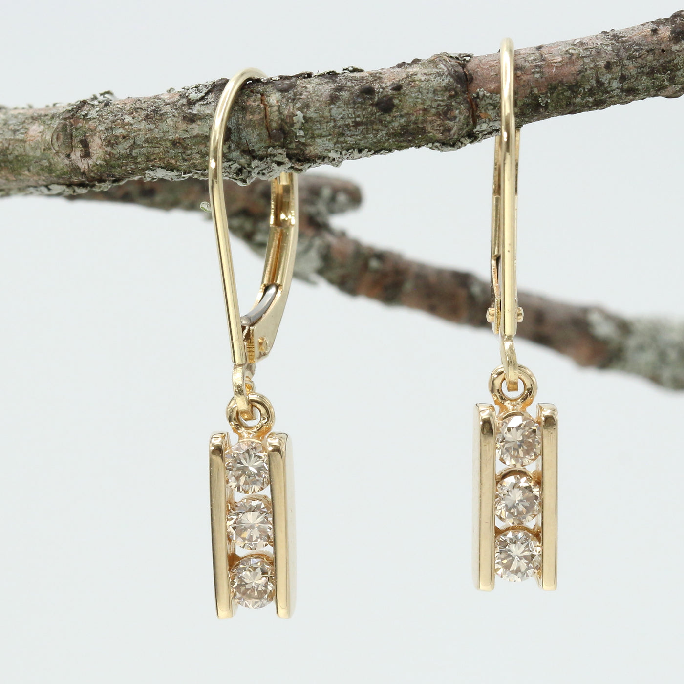 Three Stone Drop Earrings