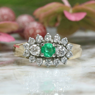 Emerald & Diamond Cluster Ring