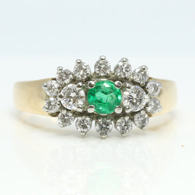 Emerald & Diamond Cluster Ring