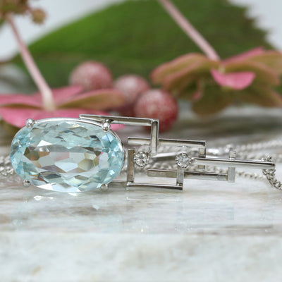 Aquamarine Geometric Design Pendant