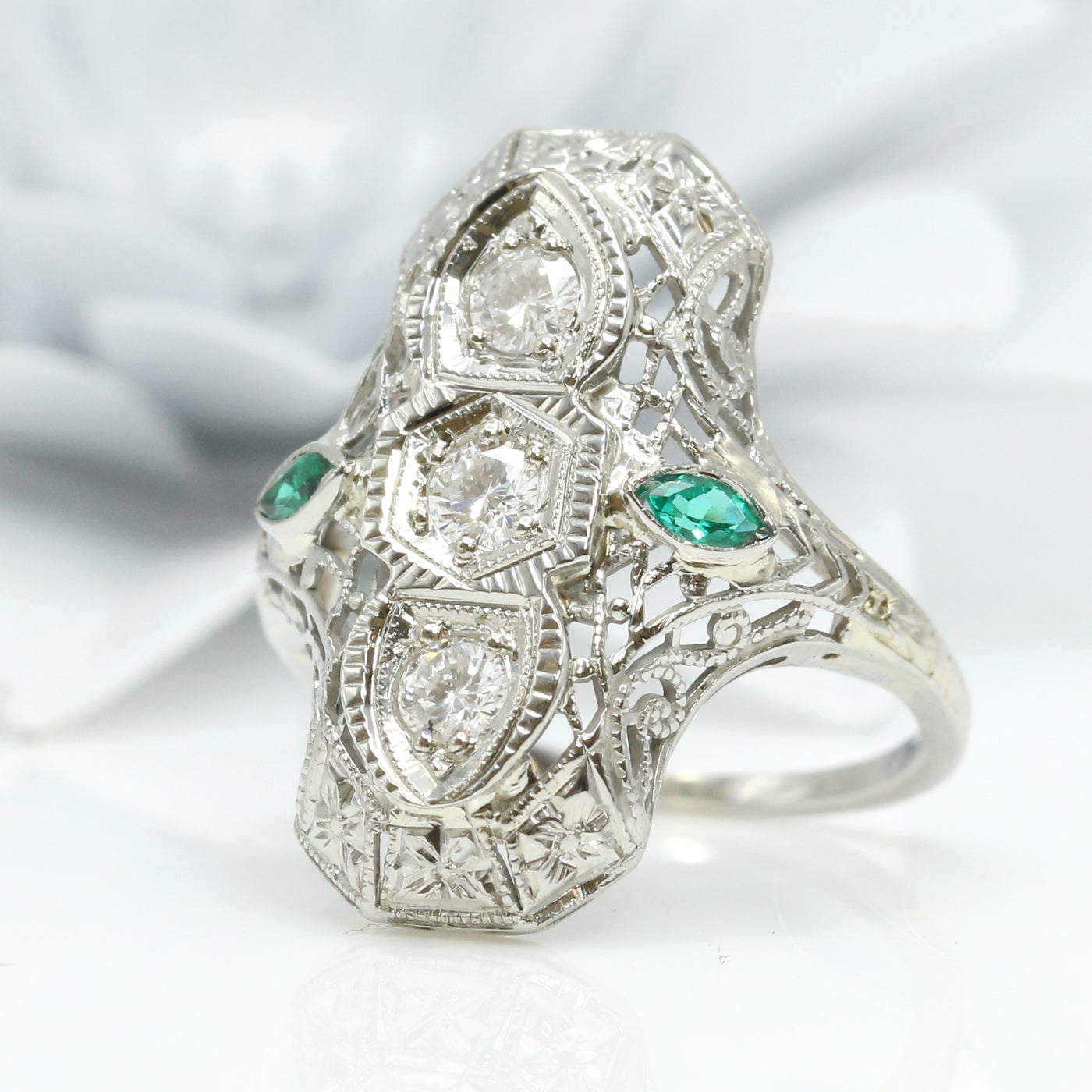 Diamond & Emerald Art Deco Ring
