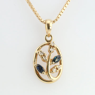 Sapphire & Diamond Floral Pendant & Chain