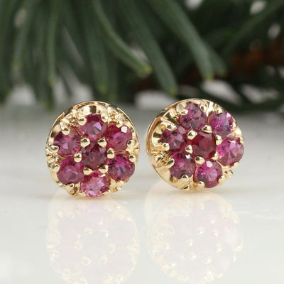 Ruby Cluster Earrings