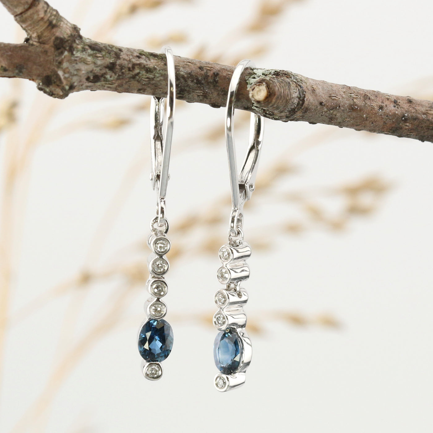 Diamond & Sapphire Drop Earrings