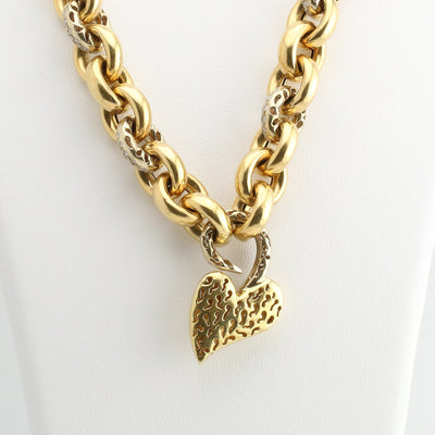 Diamond Rolo Link Necklace With Heart