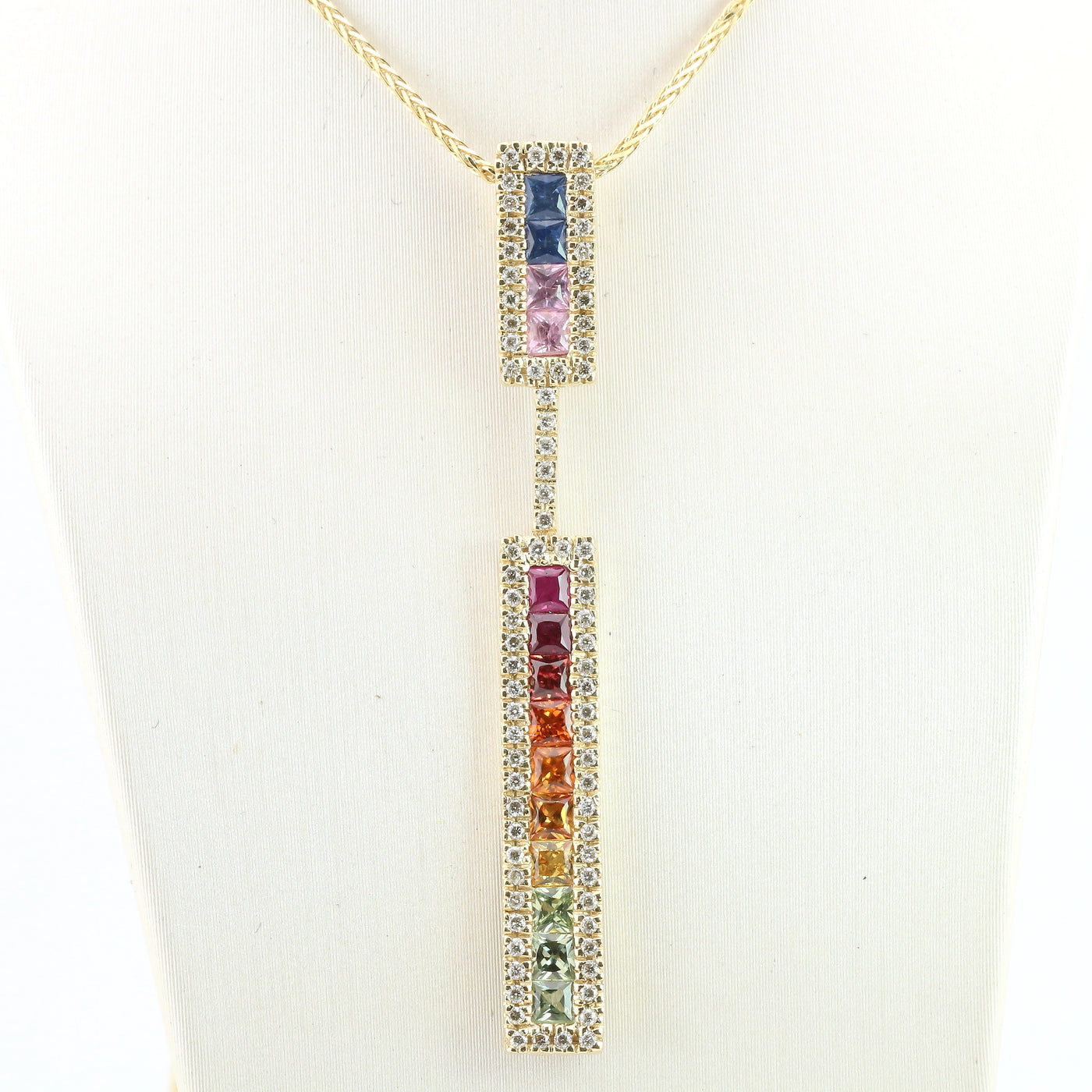 Multi-coloured sapphire and diamond set