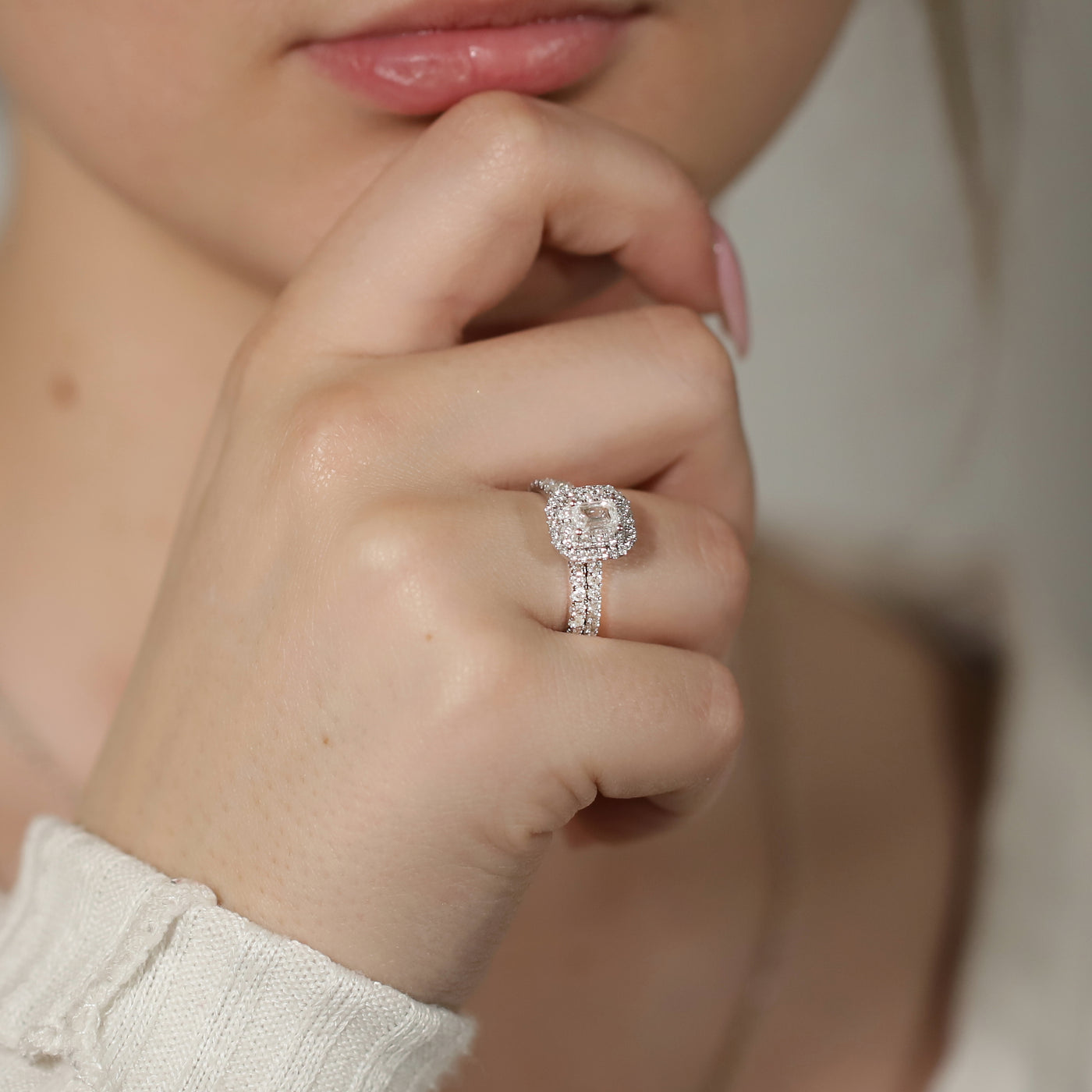 Emerald Halo Diamond Engagement Ring