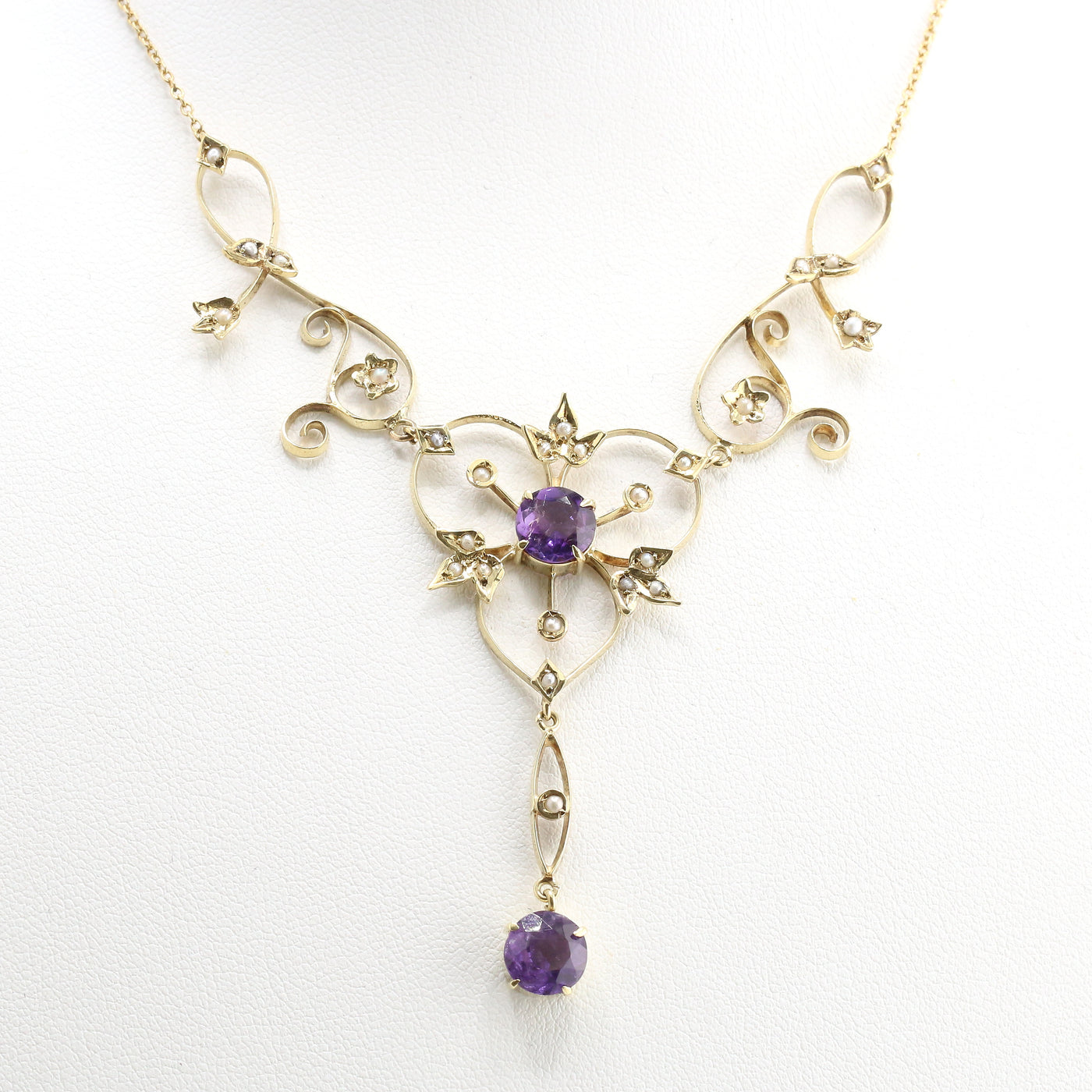 Amethyst & Seed Pearl Necklace