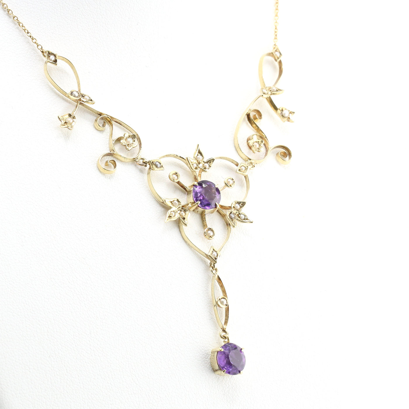 Amethyst & Seed Pearl Necklace