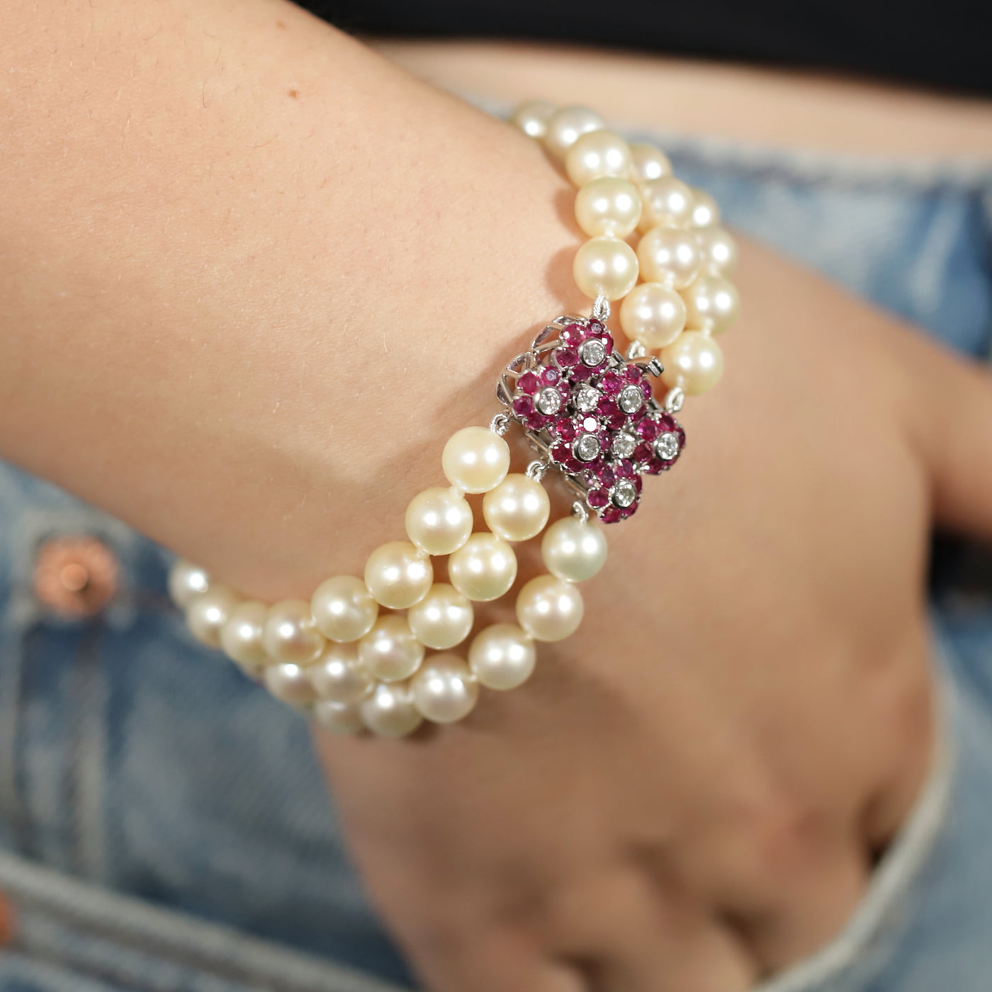 Triple Strand Pearl Bracelet