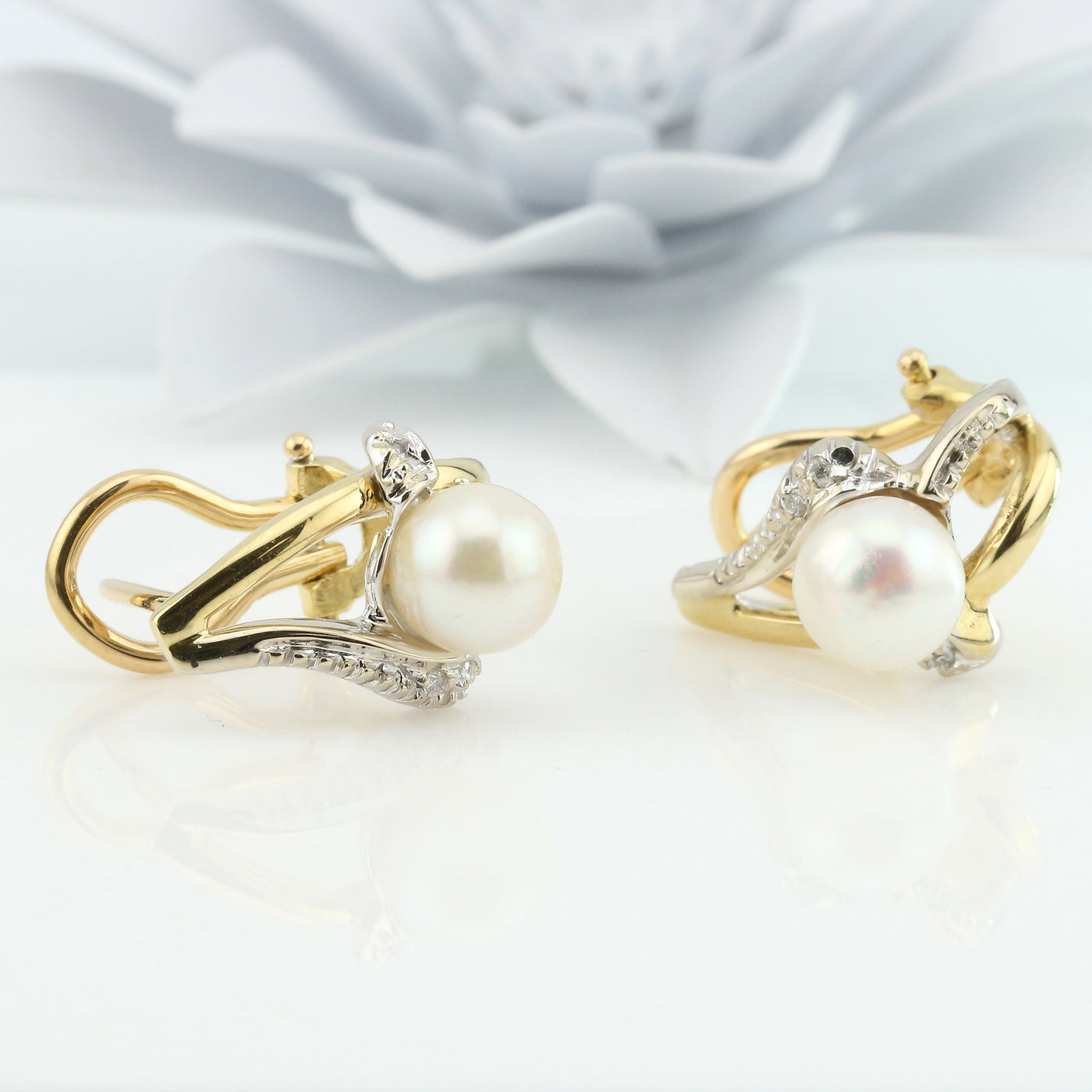 Pearl Omega Back Earrings