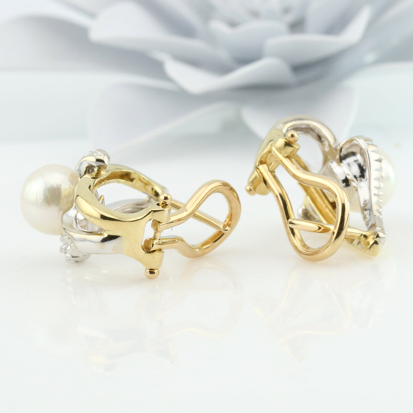 Pearl Omega Back Earrings