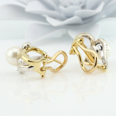 Pearl Omega Back Earrings