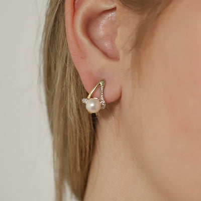 Pearl Omega Back Earrings