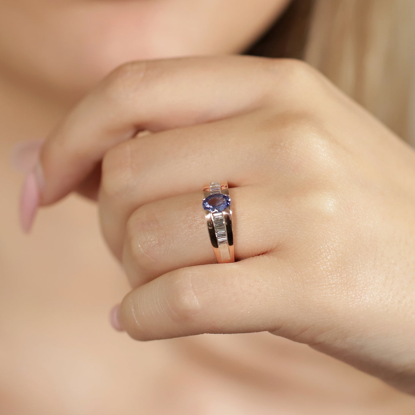 Tanzanite & Diamond Rose Gold Ring