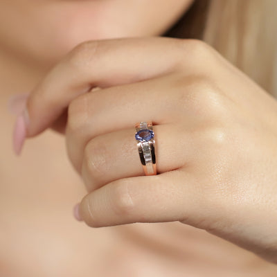 Tanzanite & Diamond Rose Gold Ring