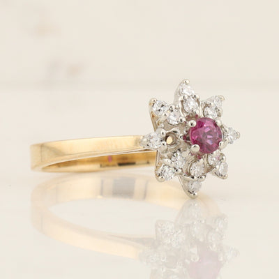 Ruby and Diamond Cluster ring