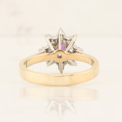 Ruby and Diamond Cluster ring