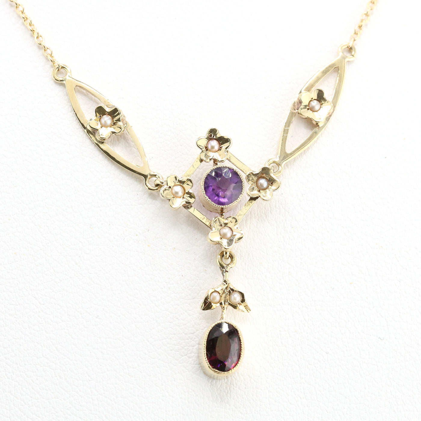 Antique Amethyst & Seed Pearl Necklace