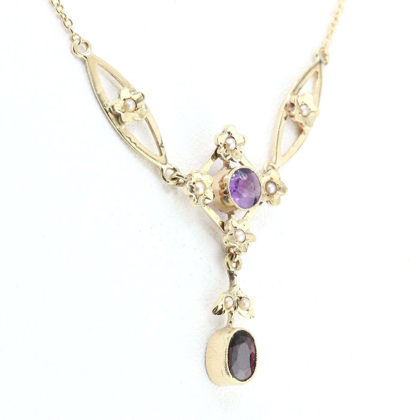 Antique Amethyst & Seed Pearl Necklace