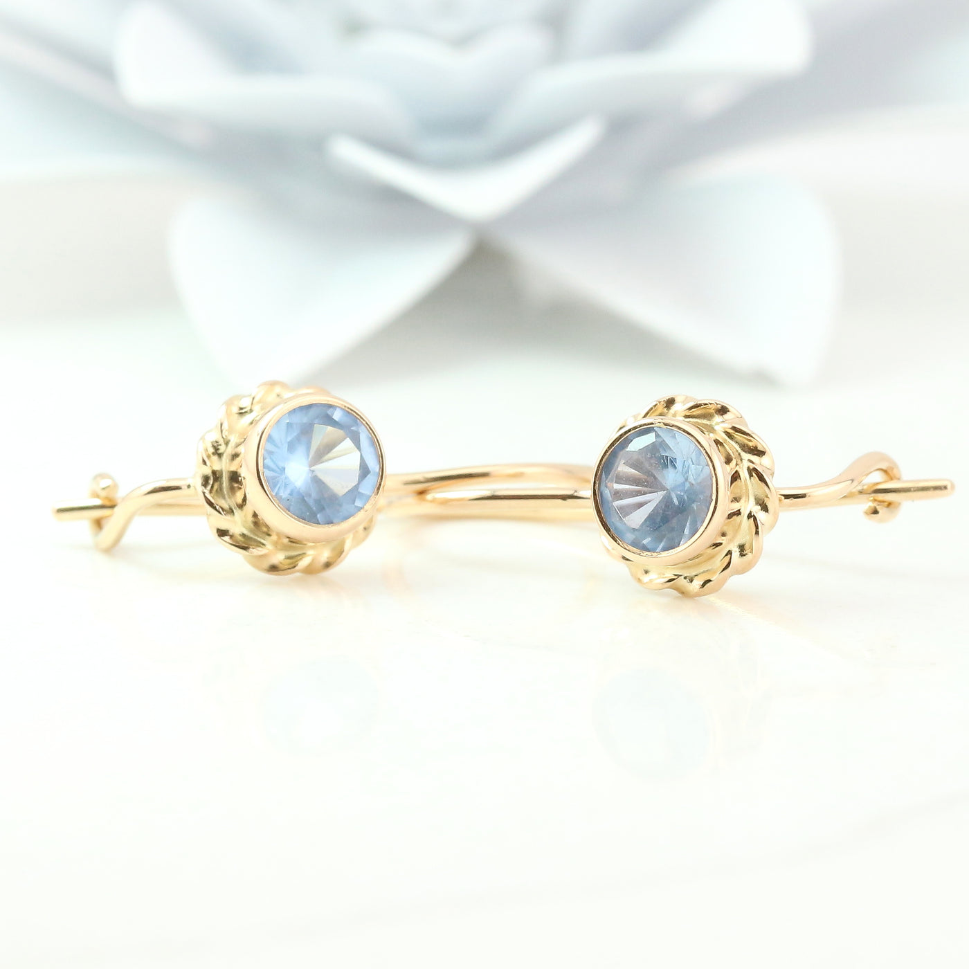 Light blue stone drop earrings