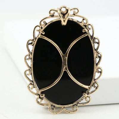 Black Onyx and Opal Cameo Pendant