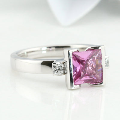 Pink Sapphire and Diamond Ring