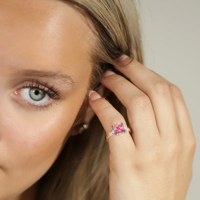 Pink Sapphire and Diamond Ring