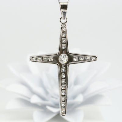 White gold diamond cross pendant