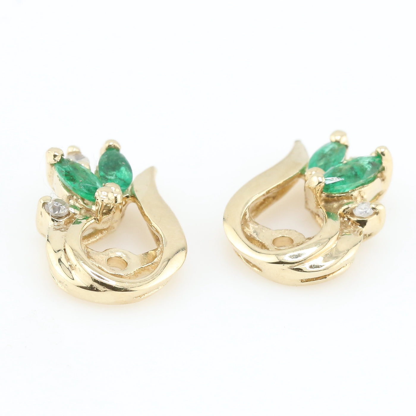 Emerald and diamond earring jackets