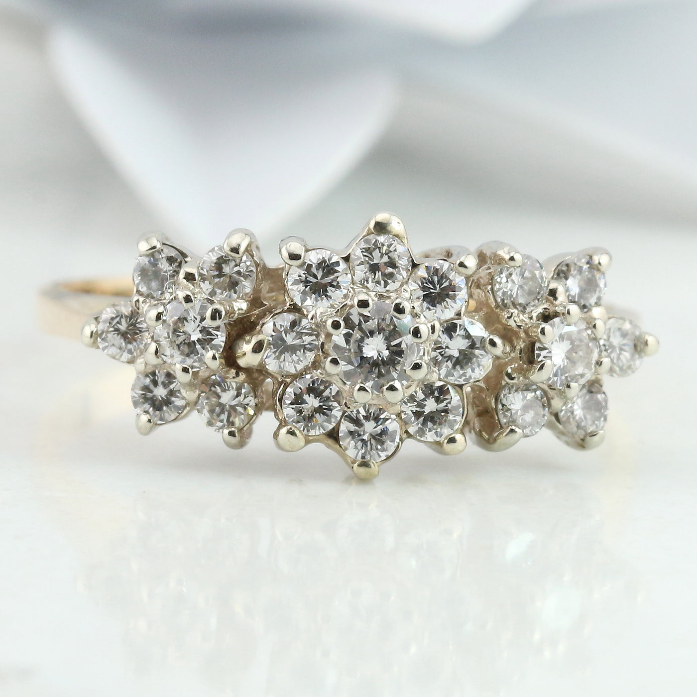 Diamond Flower Cluster Ring