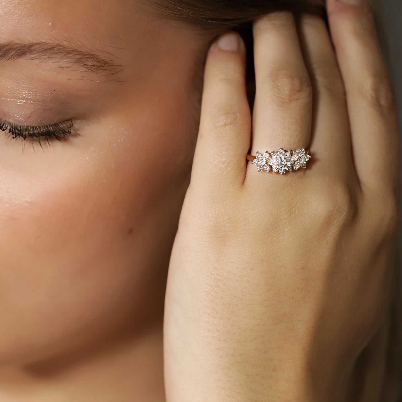 Diamond Flower Cluster Ring