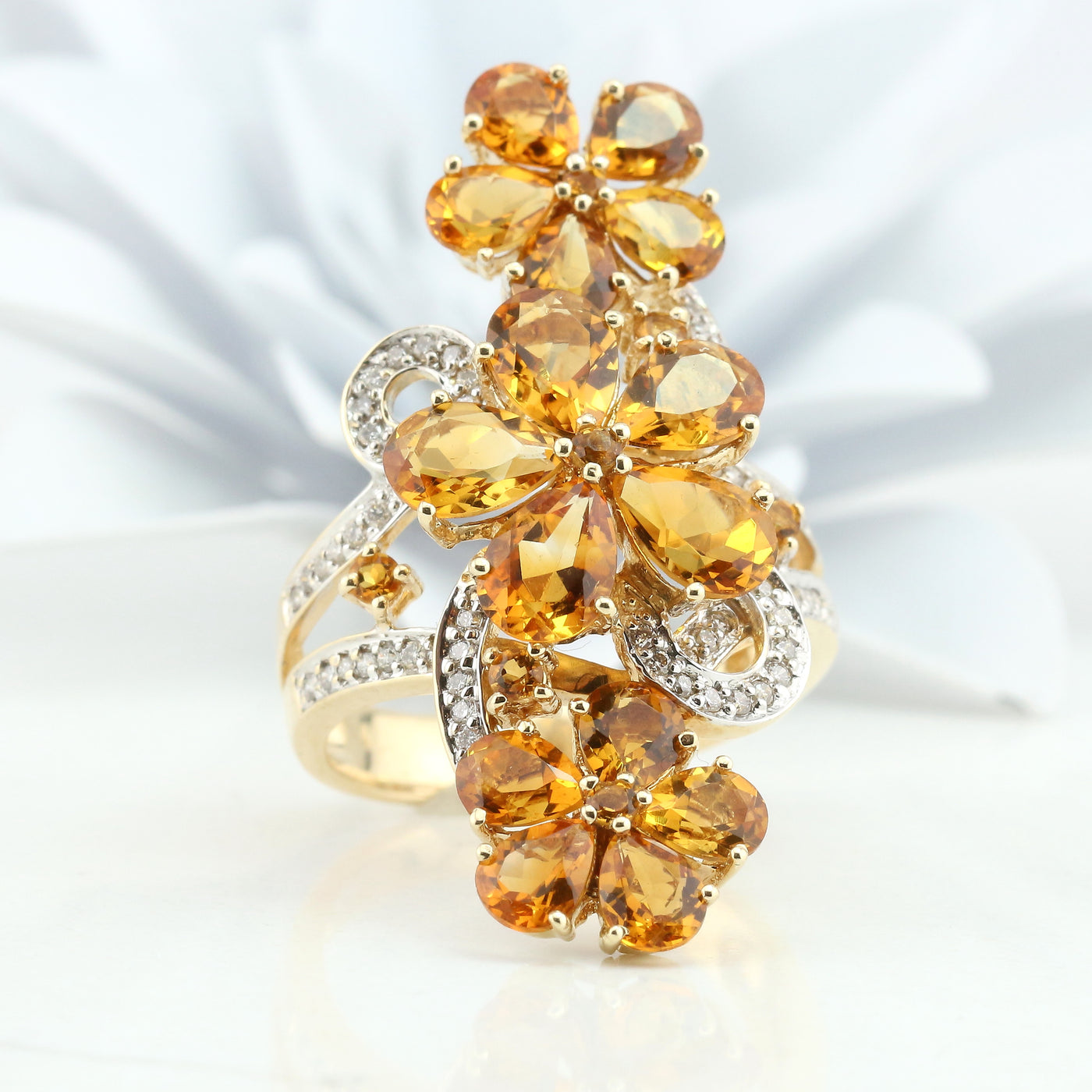 Floral Citrine Ring