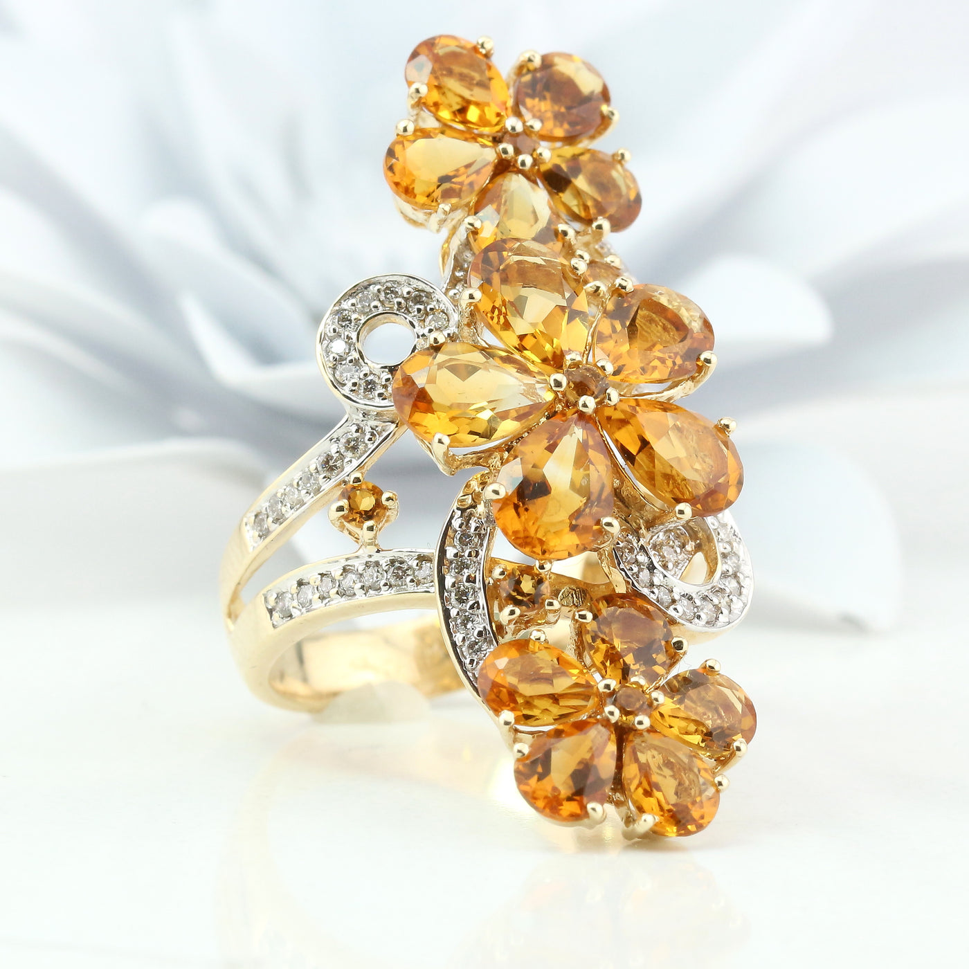 Floral Citrine Ring