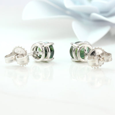 Green sapphire stud earrings