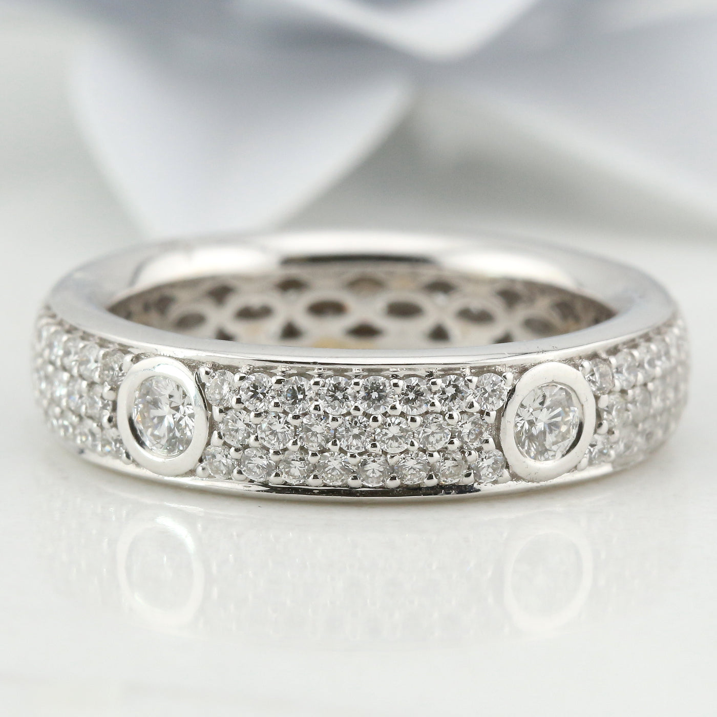 Channel set diamond ring