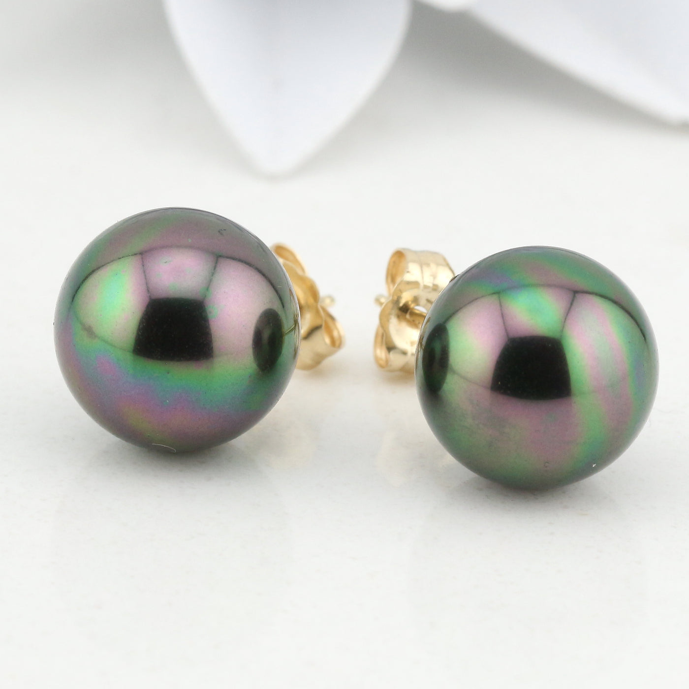 Simulated Black Pearl Stud Earrings