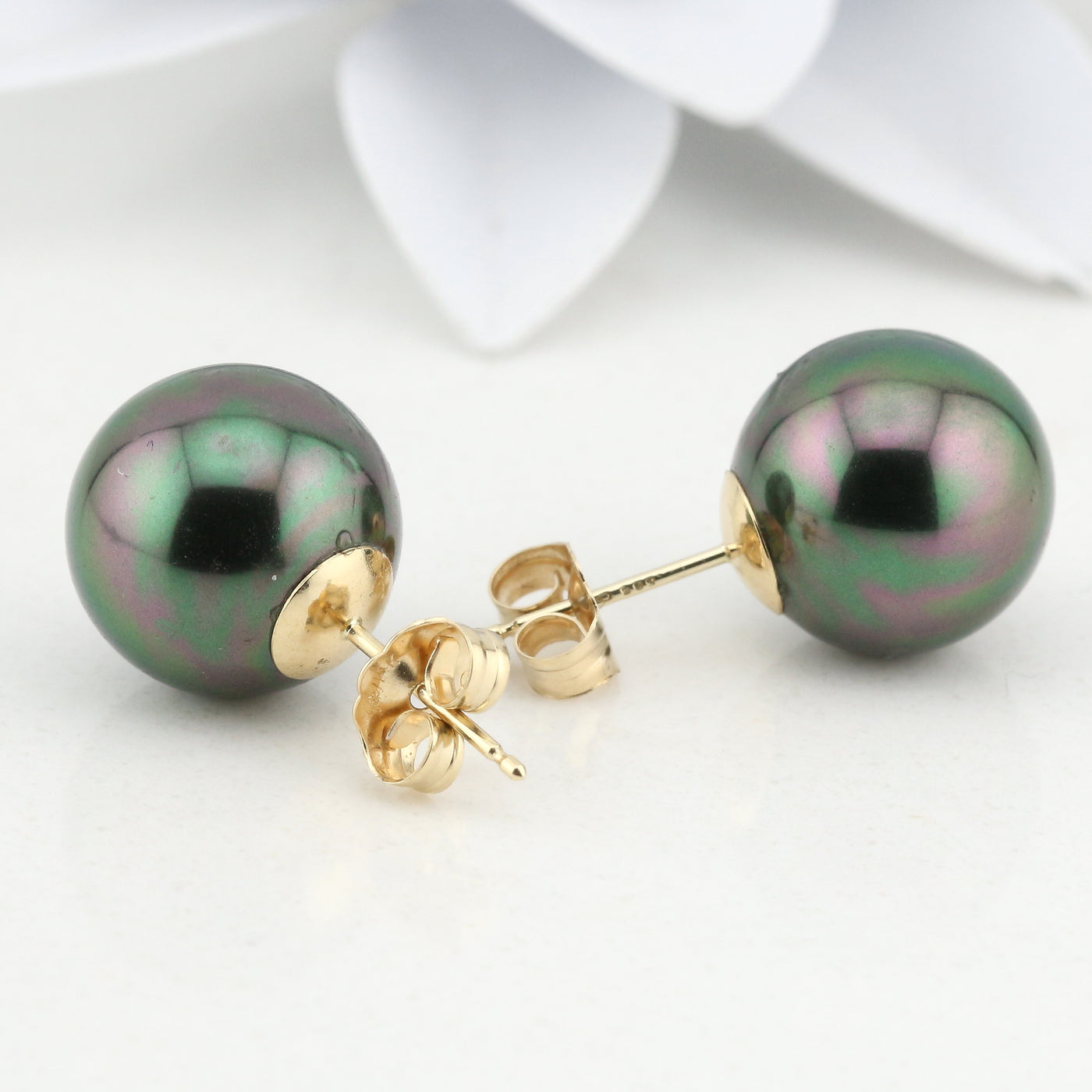 Simulated Black Pearl Stud Earrings