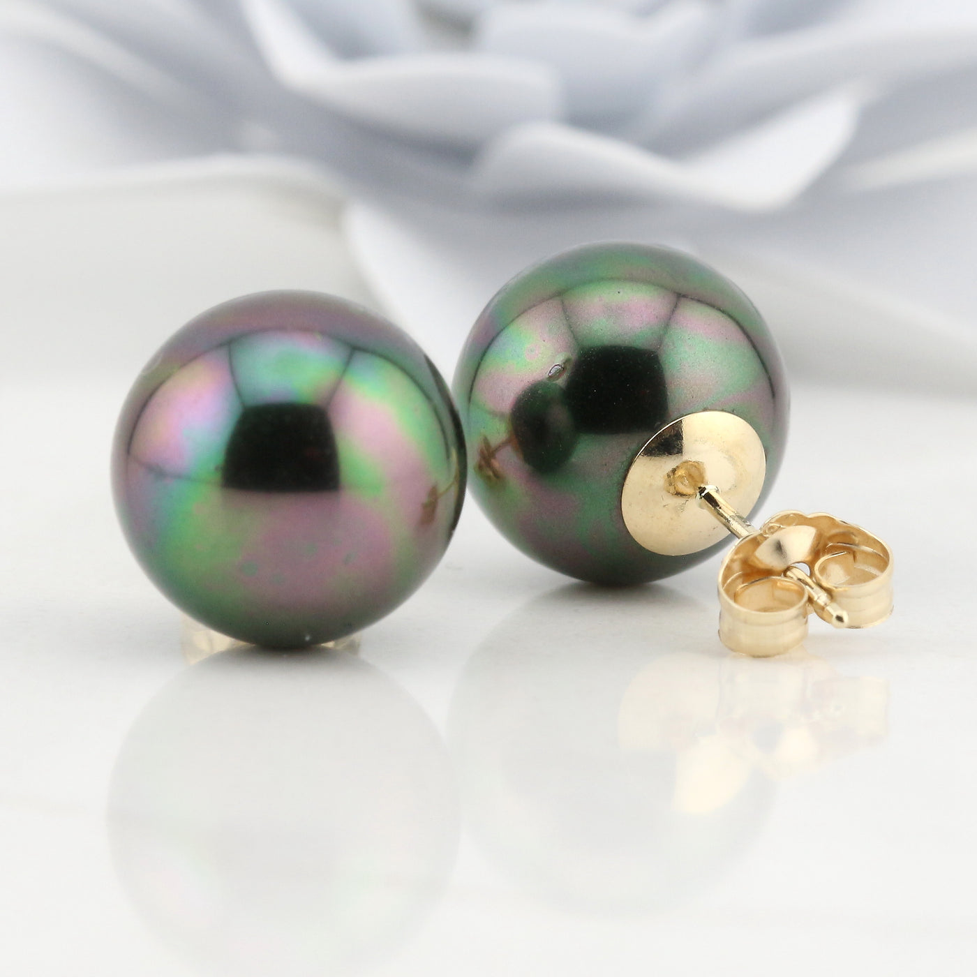 Simulated Black Pearl Stud Earrings