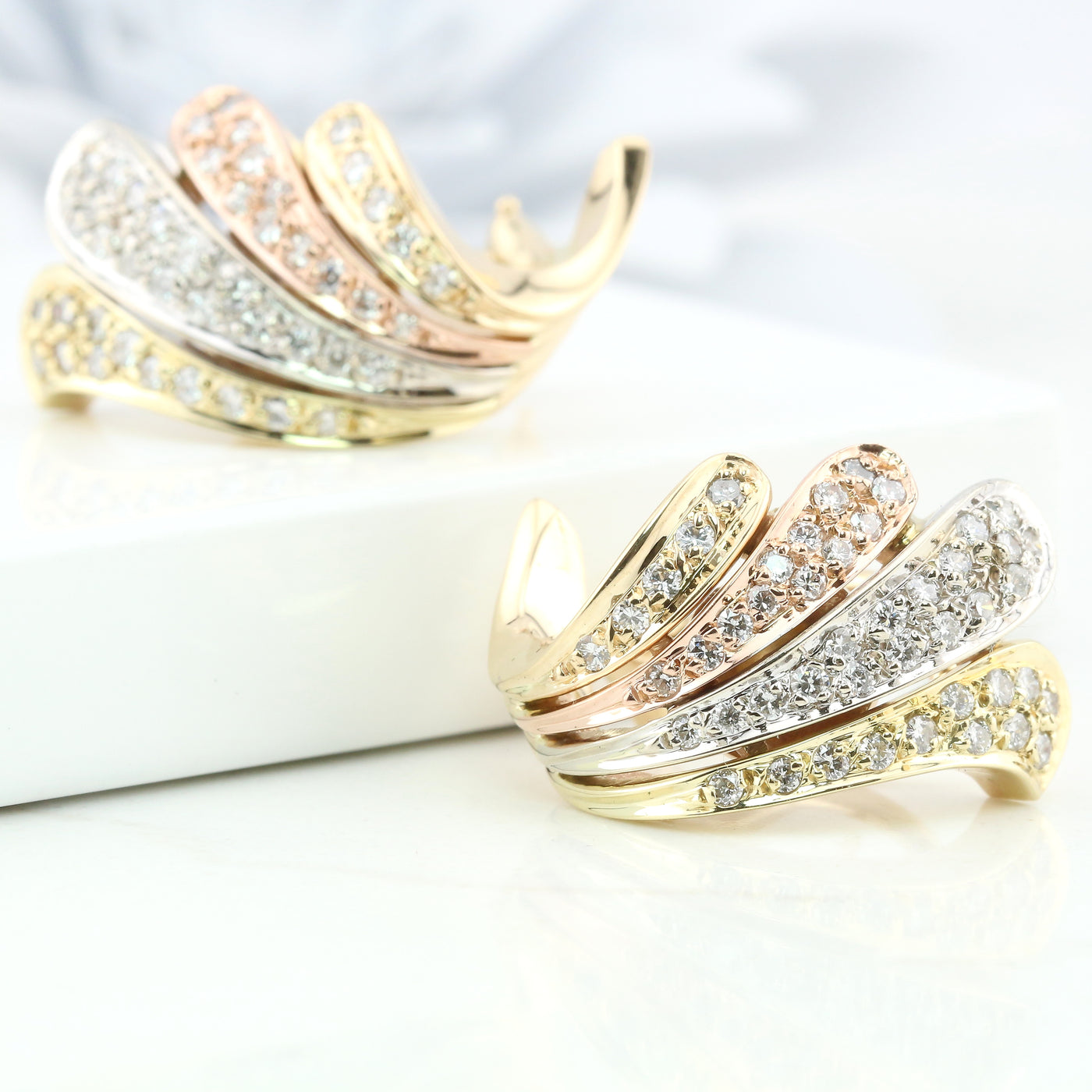 Gold and diamond earrings