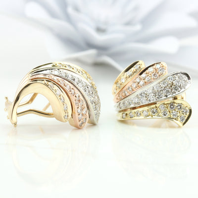 Gold and diamond earrings