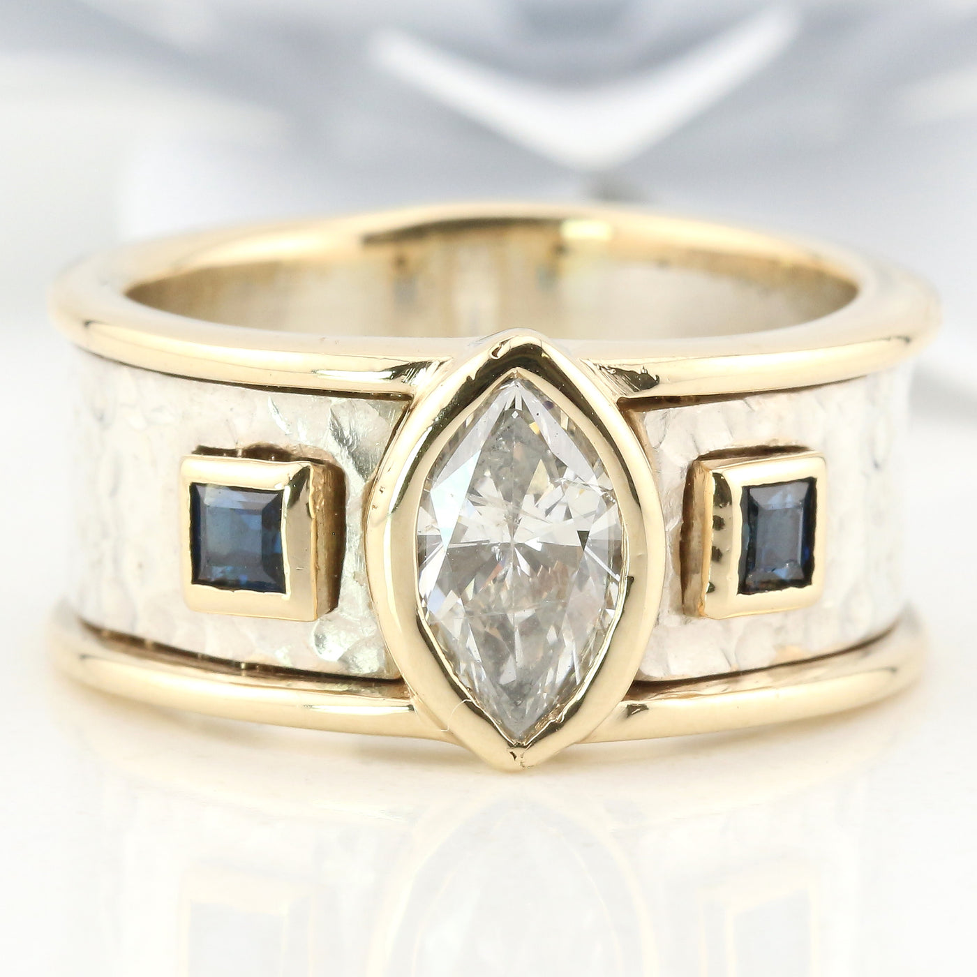 Sterling silver and yellow gold ring with diamond