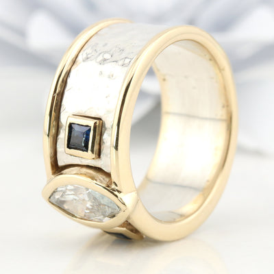 Sterling silver and yellow gold ring with diamond