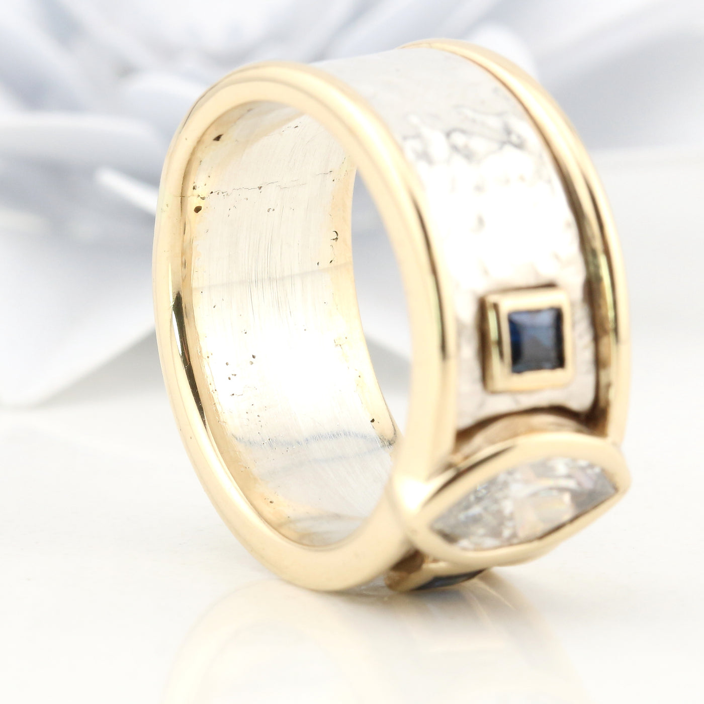 Sterling silver and yellow gold ring with diamond